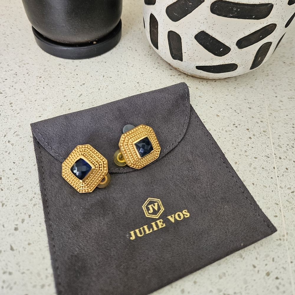 Authentic Luxury Julie Vos Sapphire Blue Clip Earrings